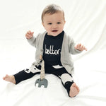 Organic dummy | pacifier | soother Clip in soft grey pom poms design at blue brontide uk
