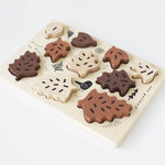 wee gallery wooden tray puzzle woodland leaves educational Montessori toys