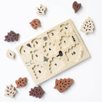 wee gallery wooden tray puzzle woodland leaves educational Montessori toys