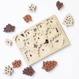 wee gallery wooden tray puzzle woodland leaves educational Montessori toys