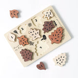 wee gallery wooden tray puzzle woodland leaves educational Montessori toys