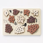 wee gallery wooden tray puzzle woodland leaves educational Montessori toys