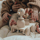 wooden toy pull along duck blue brontide
