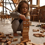 wooden story set of natural wooden building bricks