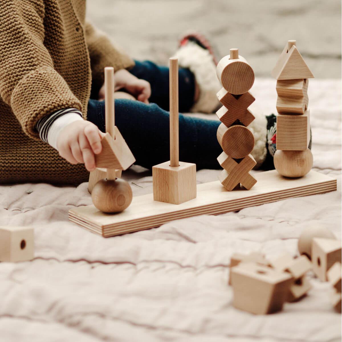 wooden stacking sorting toy by wooden story