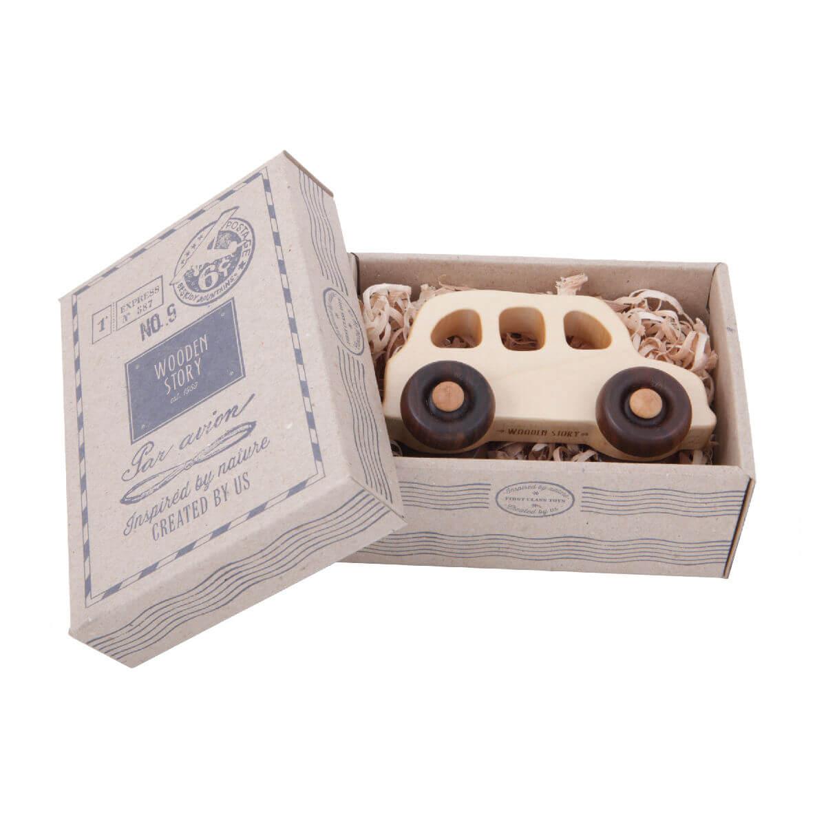 wooden english taxi car toy by wooden story