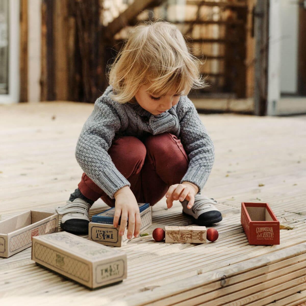 Twist the blocks children's puzzle in magic forest green