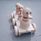 wooden toy pull along duck blue brontide