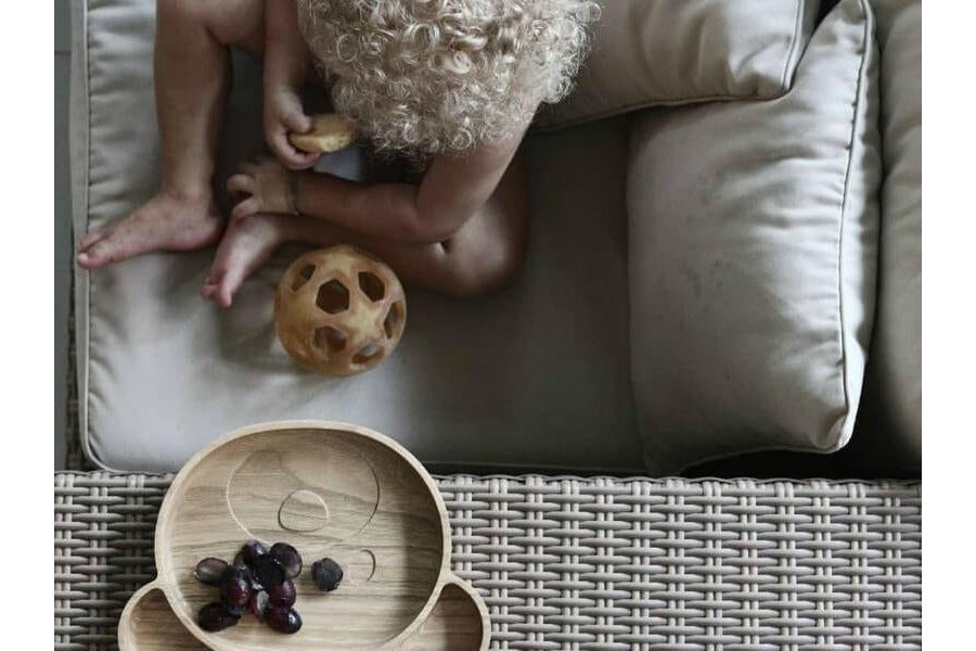 child playing with their food