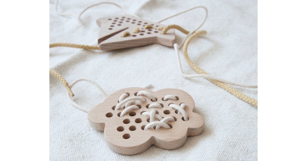 benefits of wooden lacing and threading toys at blue brontide UK