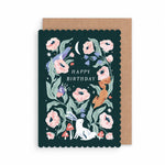 Sister paper co illustrated woodland birthday card with scalloped edge with Kraft envelope.