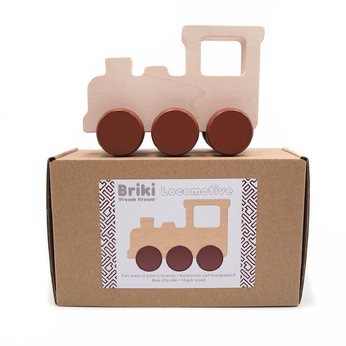 wooden push along toy train by briki vroom vroom