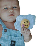 handmade crochet baby rattle in egg design by pebblechild