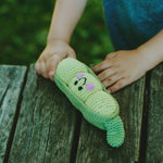 crochet baby rattle in peas  in a pod design fair-trade by Pebblechild