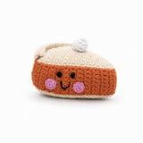 crochet wool soft baby rattle pumpkin pie design