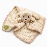 crochet lamb lovey baby security blanket in organic cream wool