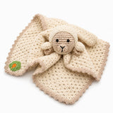 crochet lamb lovey baby security blanket in organic cream wool