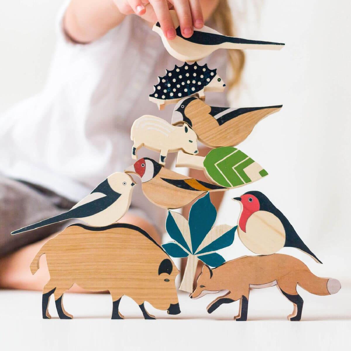 Eperfa toys the hillside forest wooden animals set, wooden toys UK