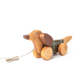 friendly toys wooden pull along toy dachshund sausage dog