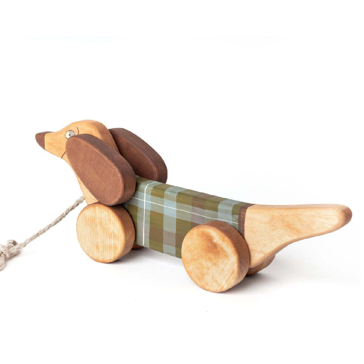 friendly toys wooden pull along toy dachshund sausage dog