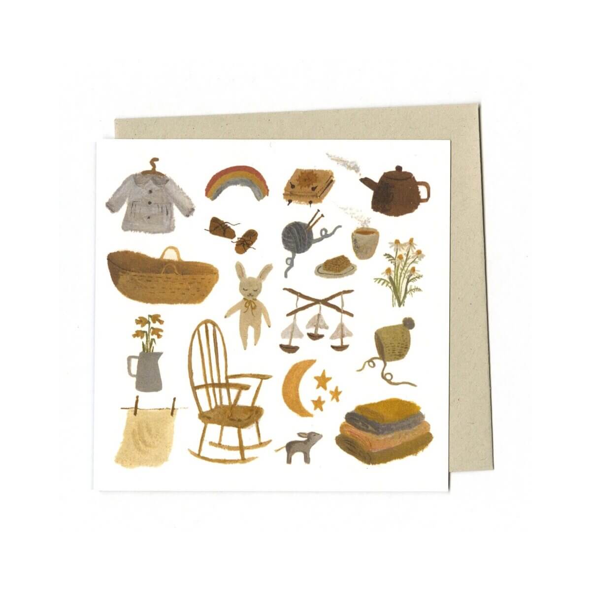 Gemma Koomen illustrated greeting card baby days with Kraft envelope