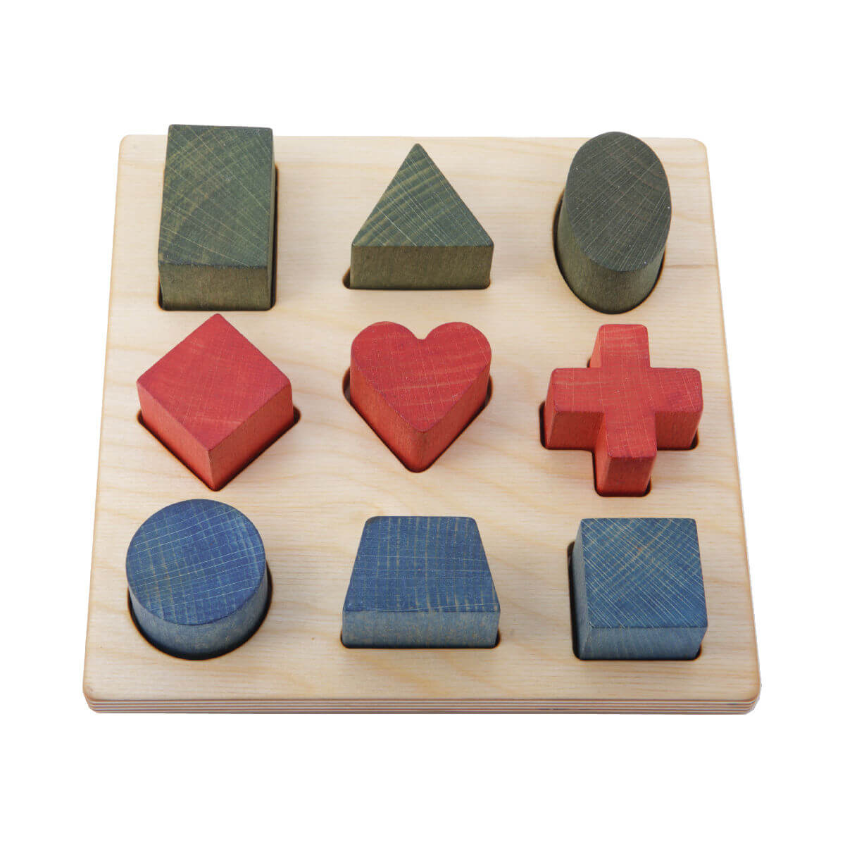 Montessori shape sorting puzzle board in rainbow colours by wooden story