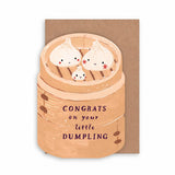 Sister paper co illustrated new baby, arrival, congrats on your little dumpling with envelope.