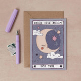 over the moon for you greeting card illustrated by sister paper co