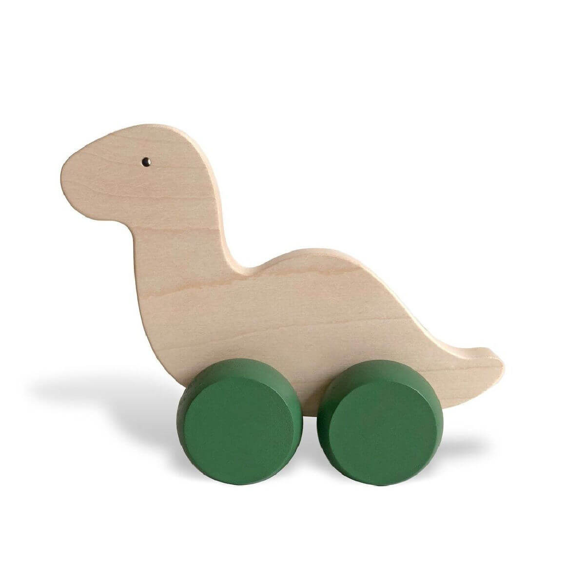 Wooden push along toy dinosaur by briki vroom vroom