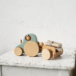 wooden tractor toy with trailer by friendly toys