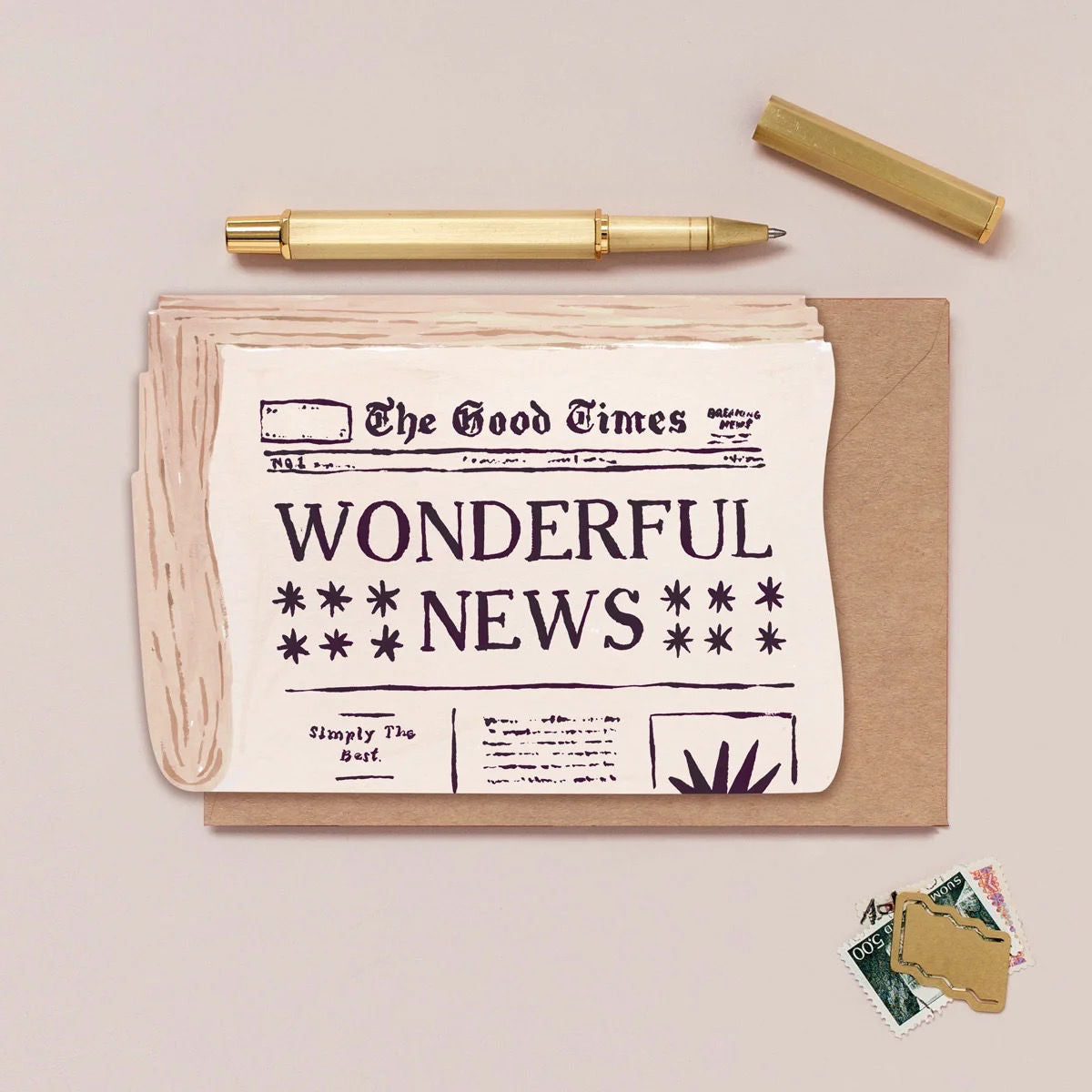 sister paper co wonderful news greeting card with envelope