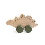 wooden push along toy dinosaur stegosaurus by briki vroom vroom