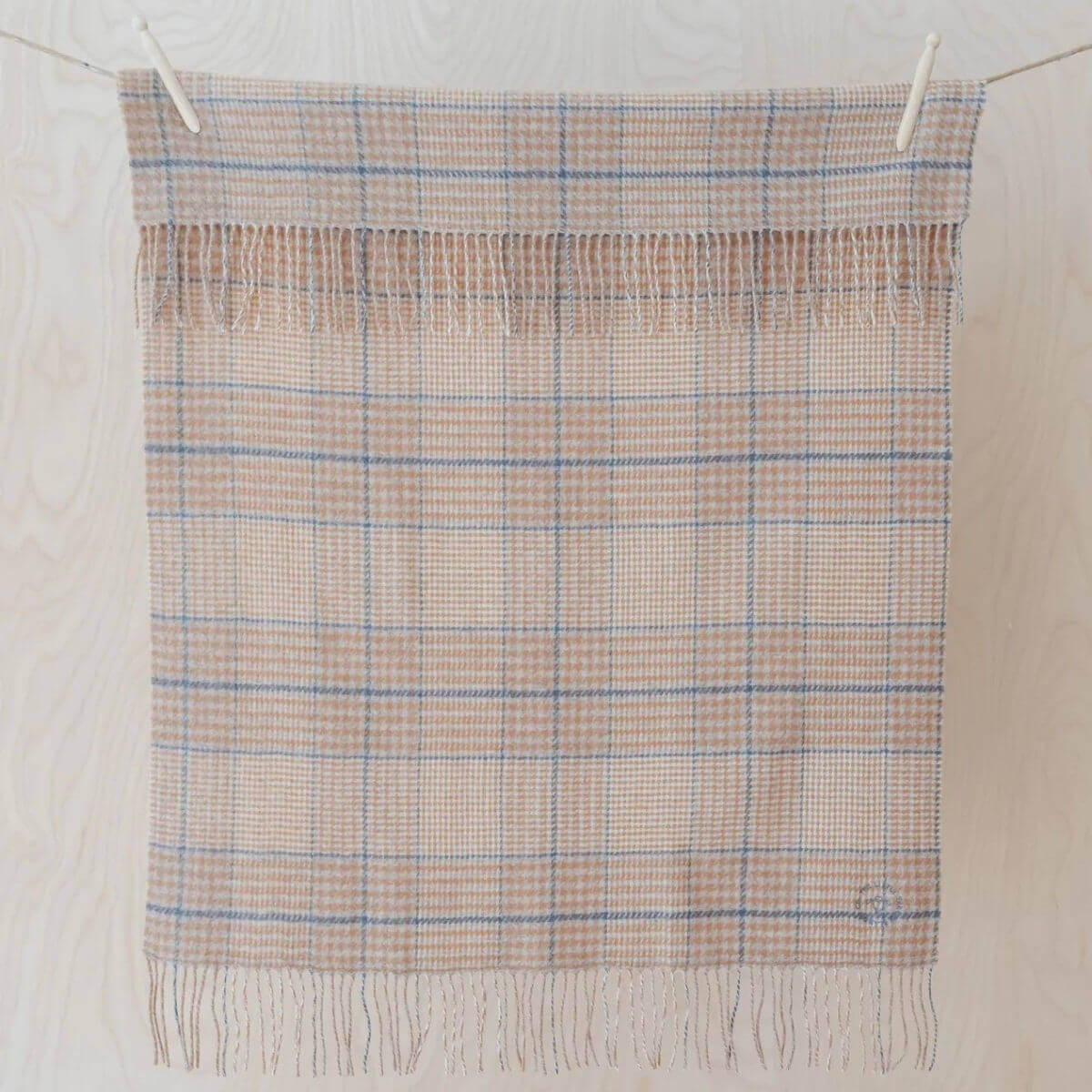 the tartan blanket company super soft lambswool baby blanket in oatmeal glen check