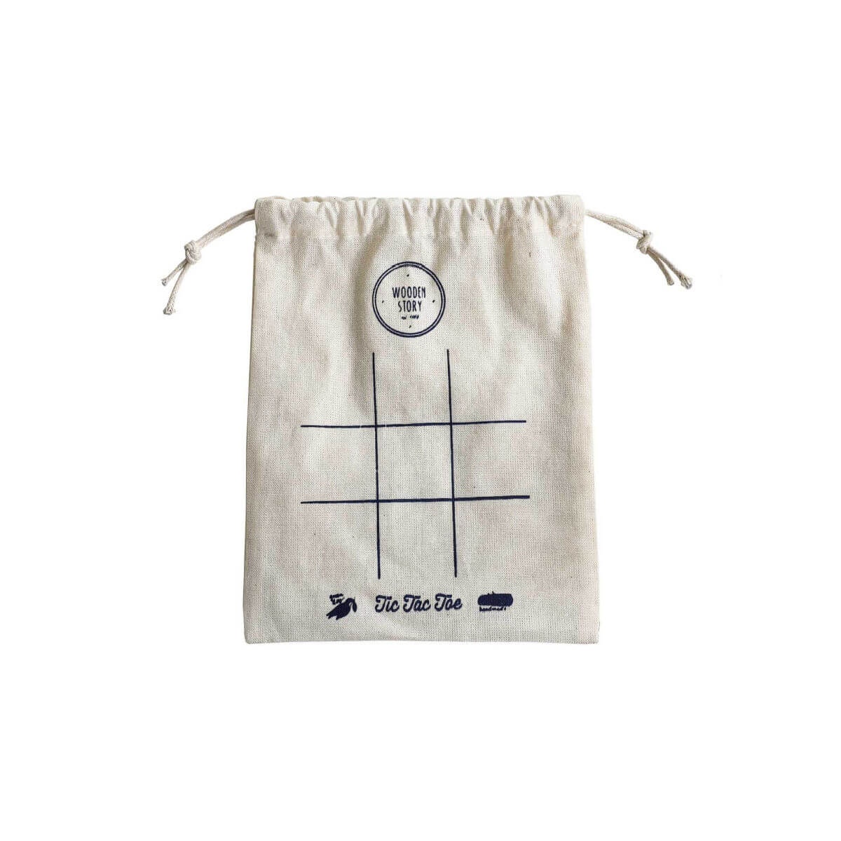 Soft organic cotton bag with printed Tic Tac Toe board