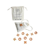 Wooden Tic Tac Toe travel game in cotton bag by Wooden Story