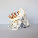 vintage wooden bowling set toy in blue by wooden story