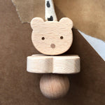 wooden rattle in bear design by KMR childwood