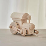 wooden pull along toy train