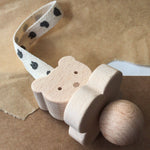 wooden rattle in bear design by KMR childwood