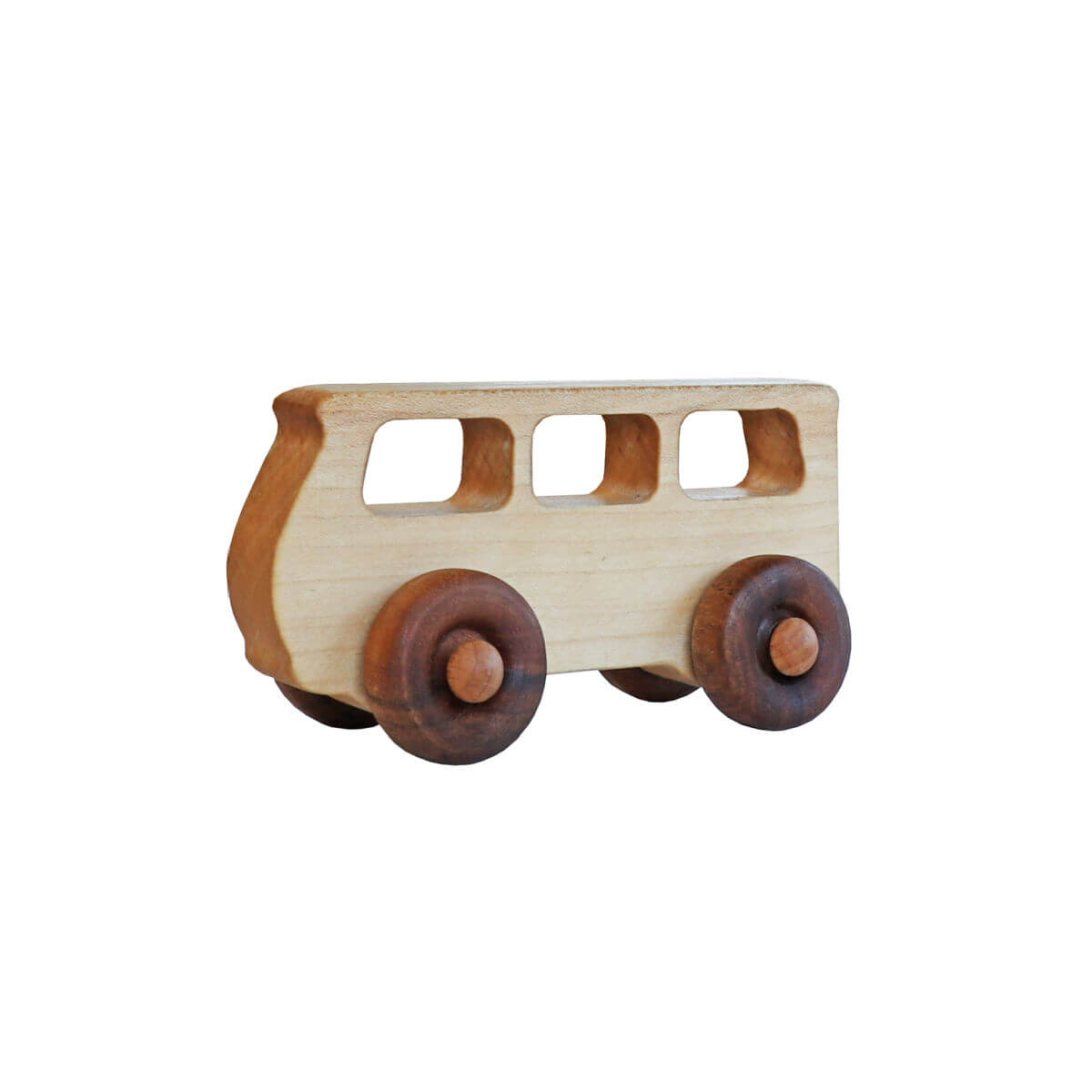 wooden story push along bus toy