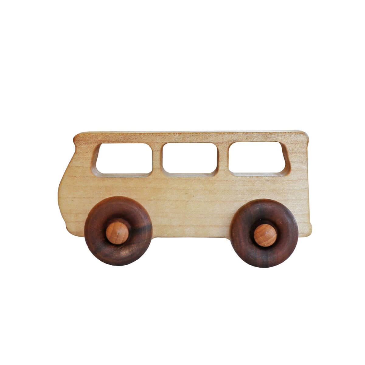 wooden story push along bus toy