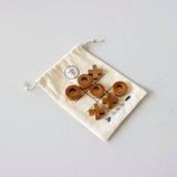 Eco-friendly wooden travel game for kids in drawstring bag