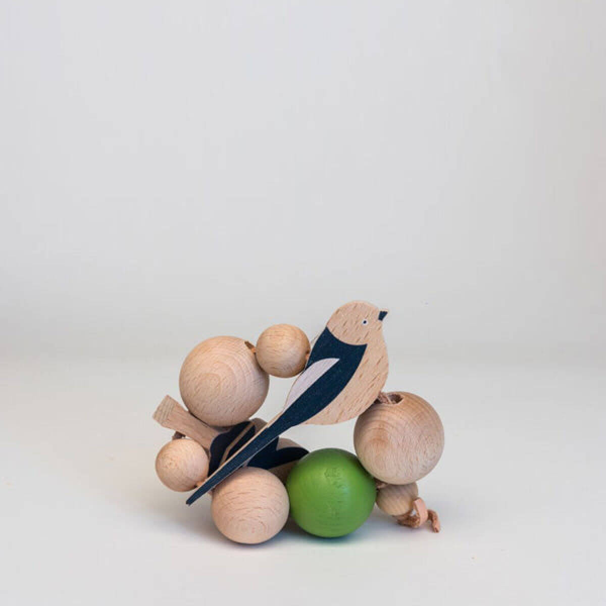 wooden teether toy for babies in bird design by eperfa