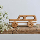 Wooden Toy Car Station Wagon - White
