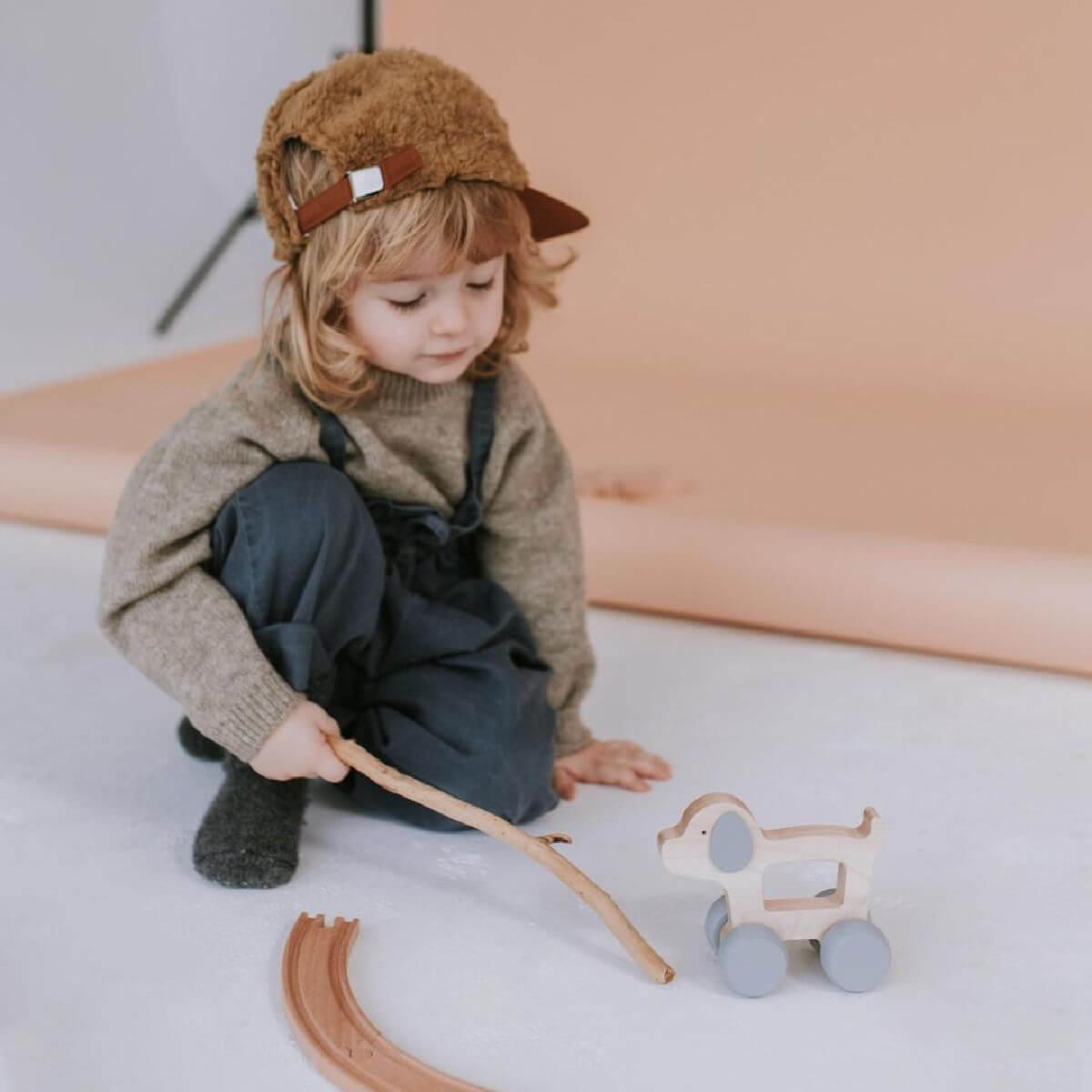 wooden push along toy dog by briki vroom vroom