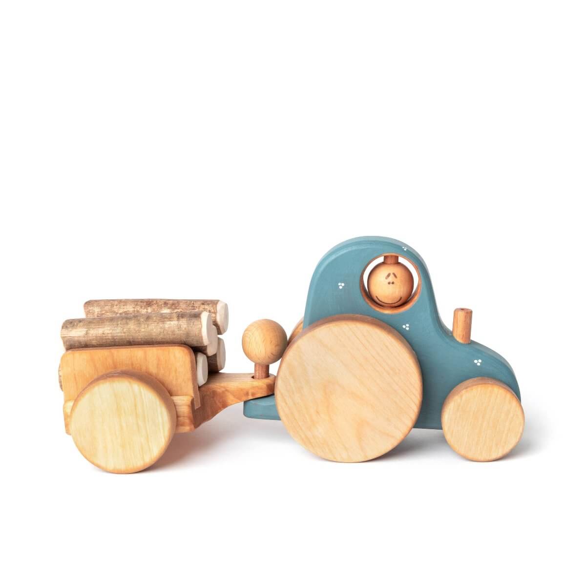 wooden tractor toy with trailer by friendly toys