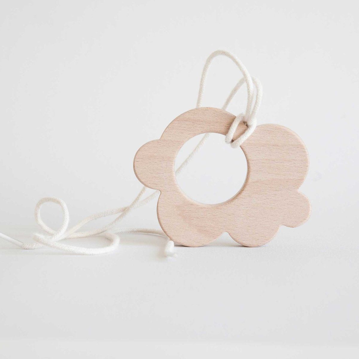 Eco Natural Wooden Baby Teether | Soother - Cloud - Bluebrontide