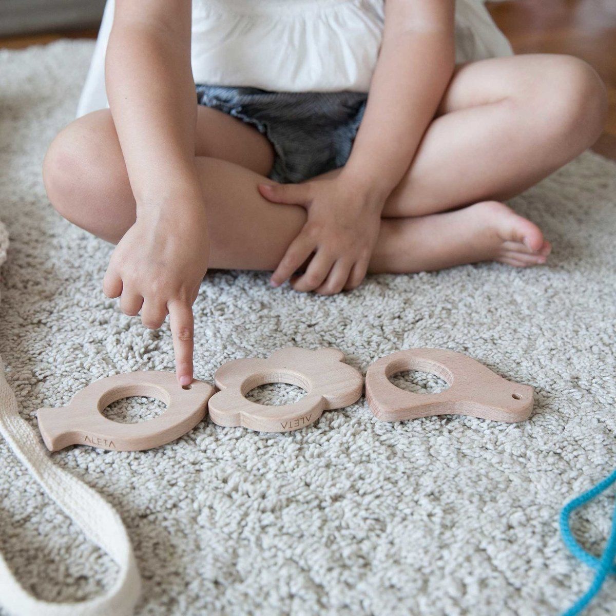 Eco Natural Wooden Baby Teether | Soother - Cloud - Bluebrontide