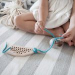 Natural Wooden Children's Lacing / Threading Toy - Whale - Bluebrontide