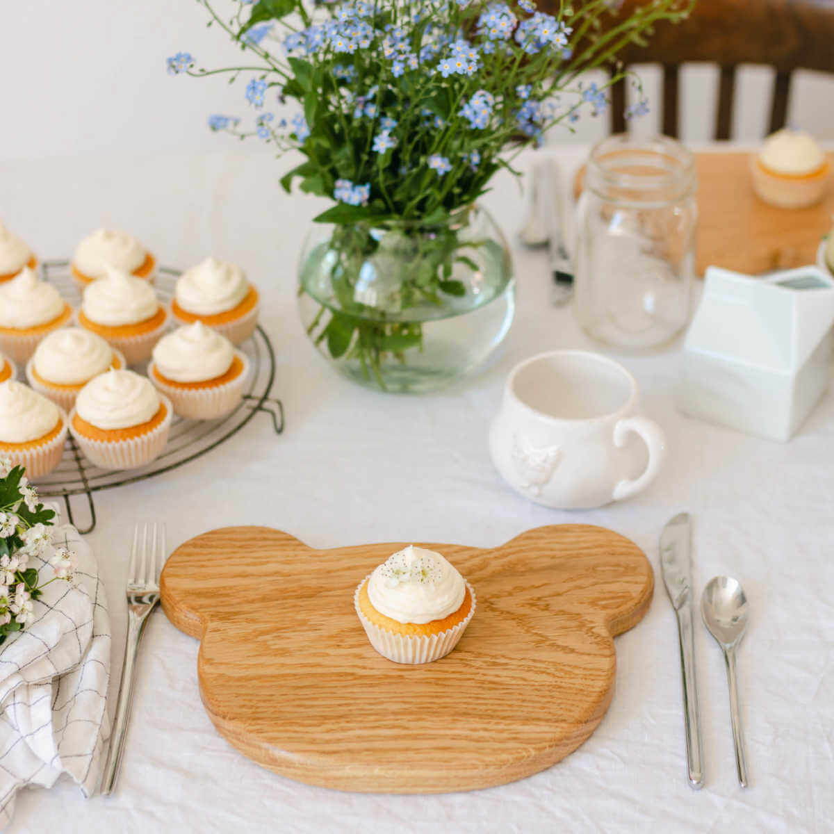 Blue brontide oak wooden serving board bear, childrens treat boards, breakfast boards or chopping boards made in the uk.